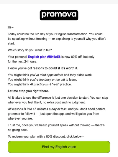 Today could be the 6th day of speaking English
