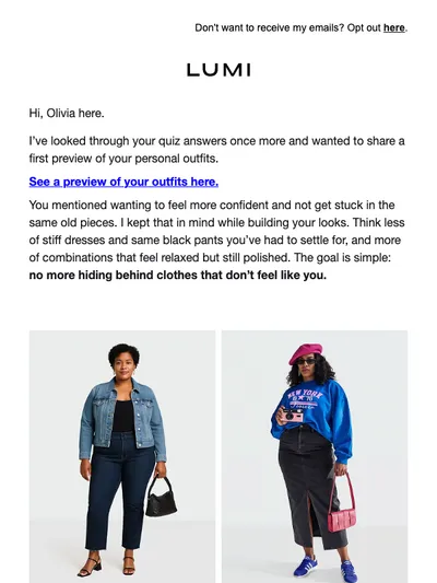 Your personal outfits are waiting