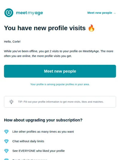 Corle, you have new profile visits