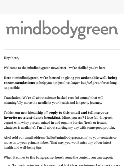 welcome to mindbodygreen! 🎉