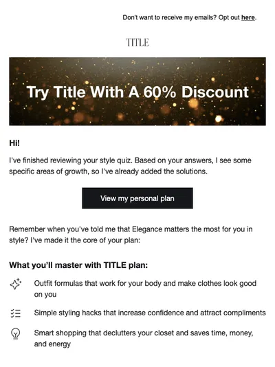 Details of your personal style plan inside