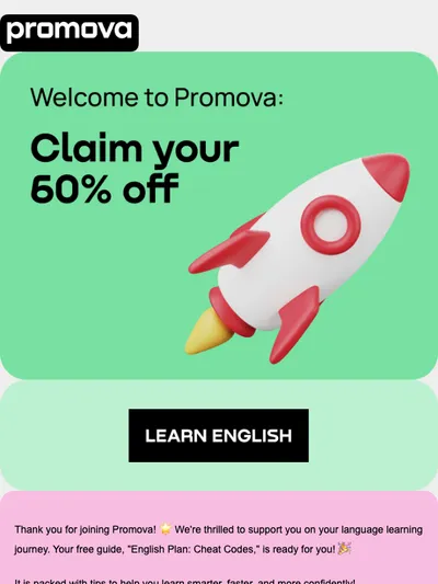 Welcome to Promova: Learn English with a discount 🎁