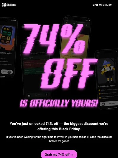 Your 74% off just dropped
