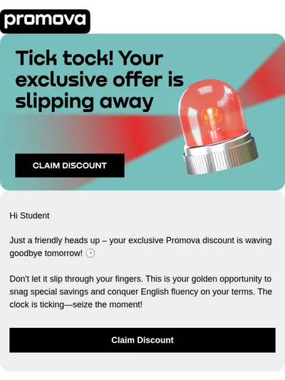 🚨 Tick tock! Your exclusive offer is slipping away