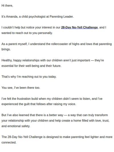 I wanted to reach out about the No-Yelling Challenge