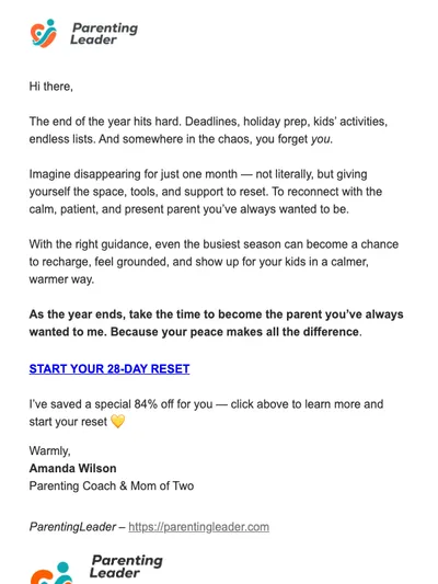 Disappear for 1 month and become the mom you needed
