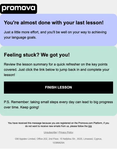 Almost there! Let's conquer that lesson together