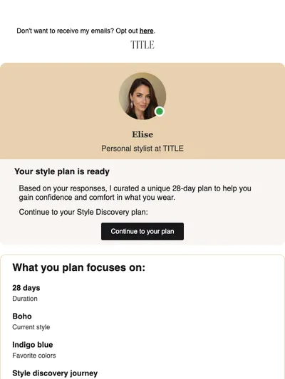 re: I've created your style discovery plan