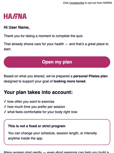 User Name, your personal plan is ready ✅