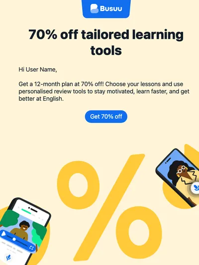 70% off Busuu Premium 💥