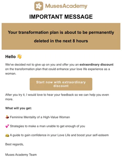 Your transformation plan is about to be permanently deleted!