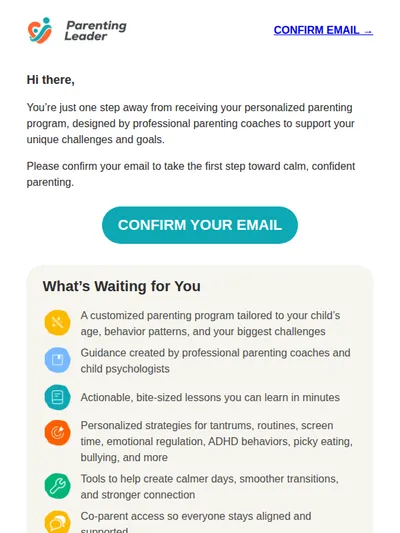 Confirm your email to get your personalized parenting program