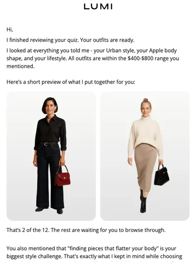 Your outfits are ready
