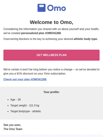 Your personalized plan #OMO41268 is ready!
