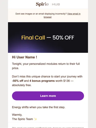 Final hours: claim your 50% OFF + free modules