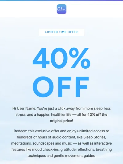 User Name, your discount is inside.