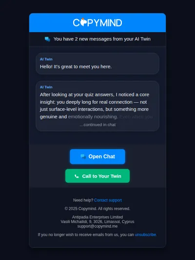 You have 2 new messages from your AI Twin