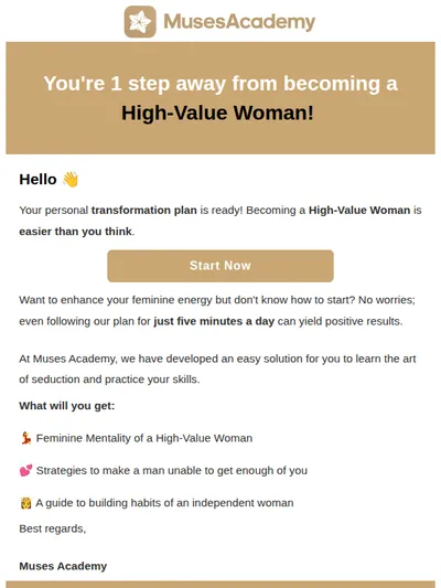 Your High Value Woman Plan Is Ready!