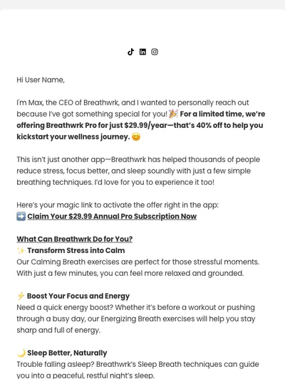 How about a year of better breathing, better focus, and better sleep for $29.99?
