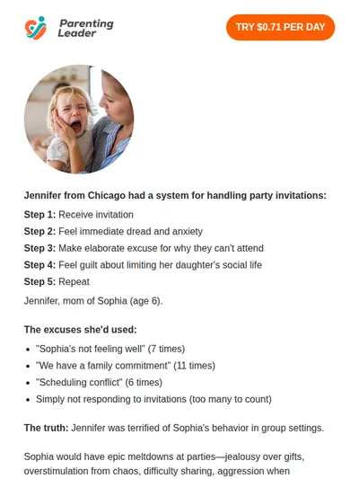 Stop faking sick to avoid birthday parties