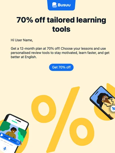 70% off Busuu Premium 💥