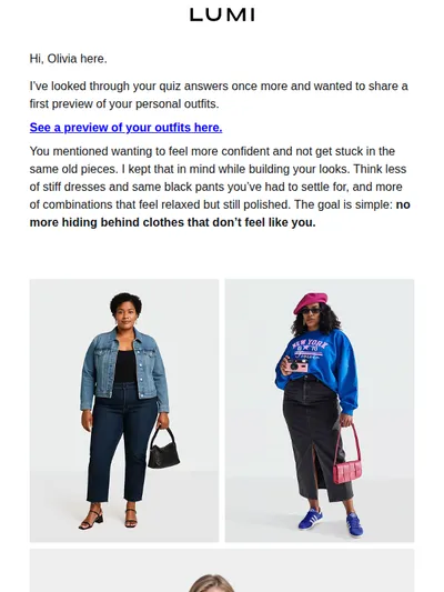 Your personal outfits are waiting
